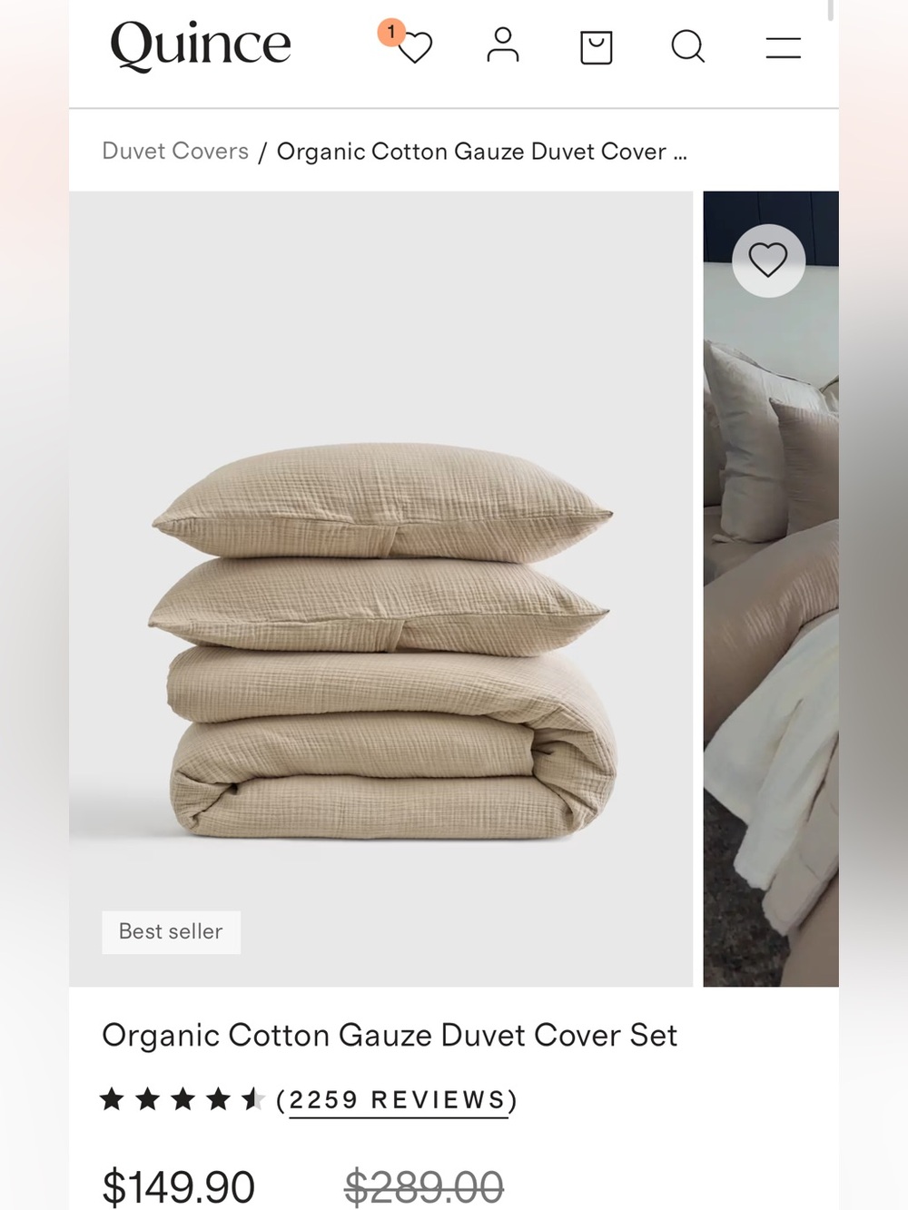 QUINCE Organic Gauze Duvet Set , dune, full/queen